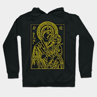 Icon of Virgin Mary and Jesus (yellow) Hoodie